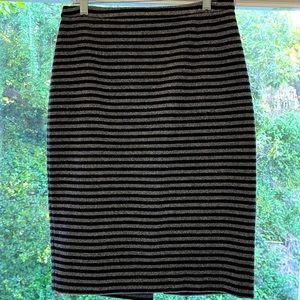 Jcrew black striped pencil skirt (matching jacket listed separately). Size 4.